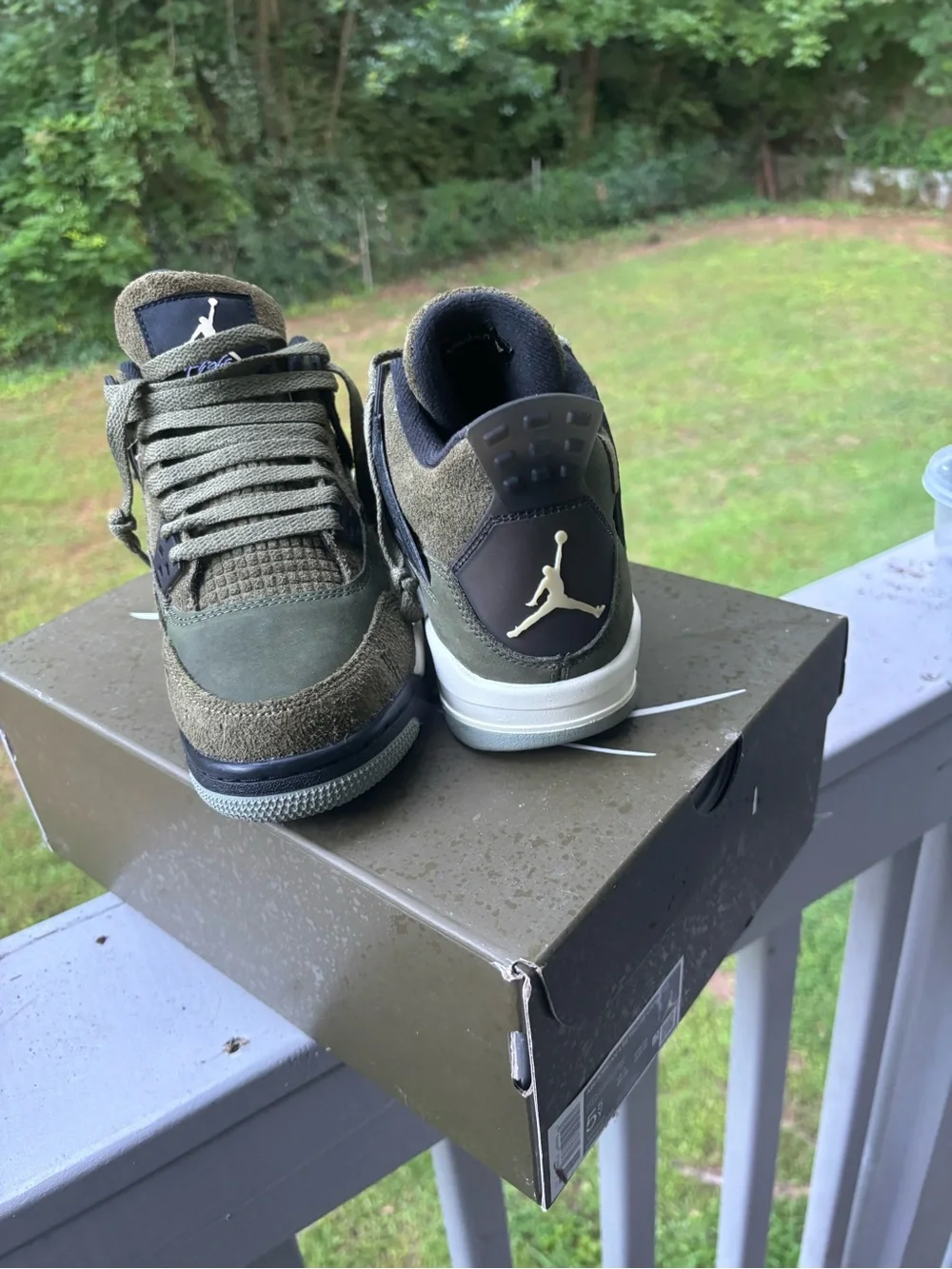 Jordan Olive Green Low Top Sneakers with Black Accents